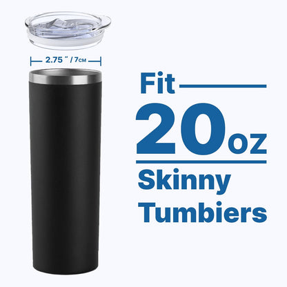 20 oz Skinny Tumbler Lids for SUNWILL, BJPKPK, koodee, Spill Proof Splash Resistant Covers Fits 2.73-2.75in Skinny Tumbler