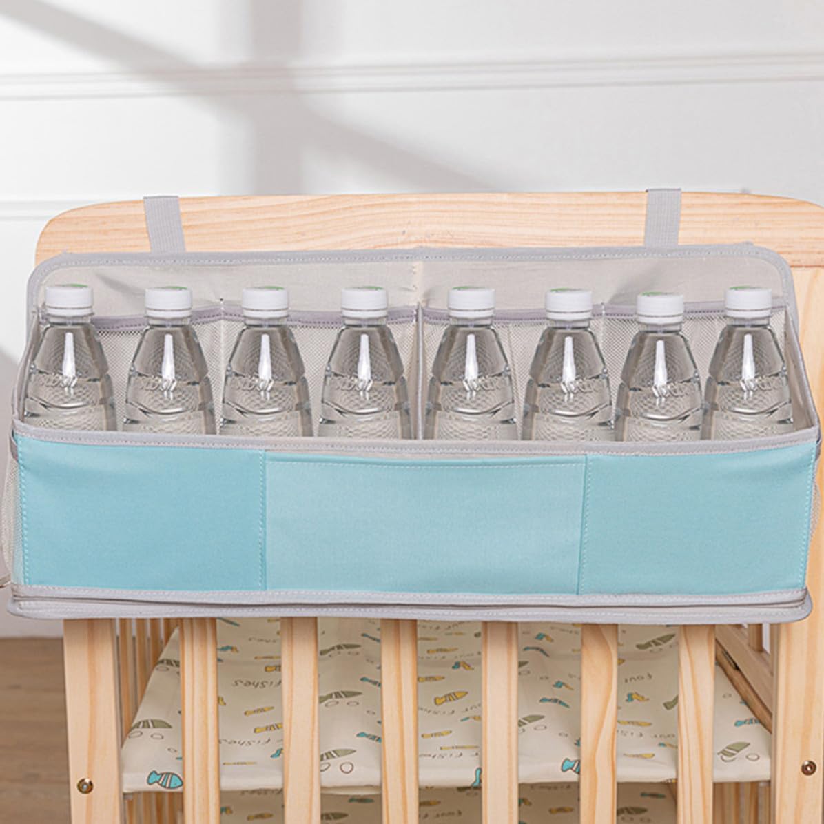 Hanging Oxford Changing Table for Diaper and Organizer Cribs with Lightweight Cloth and Pp Material, Multi-functional Storage for Powder and Bottle at New Parents