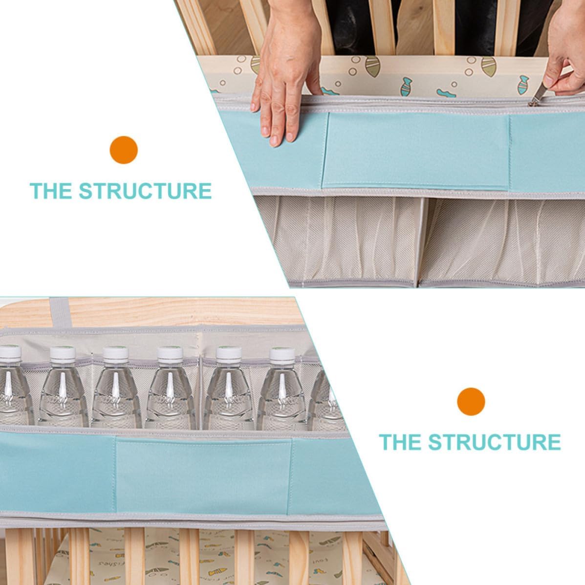 Hanging Oxford Changing Table for Diaper and Organizer Cribs with Lightweight Cloth and Pp Material, Multi-functional Storage for Powder and Bottle at New Parents