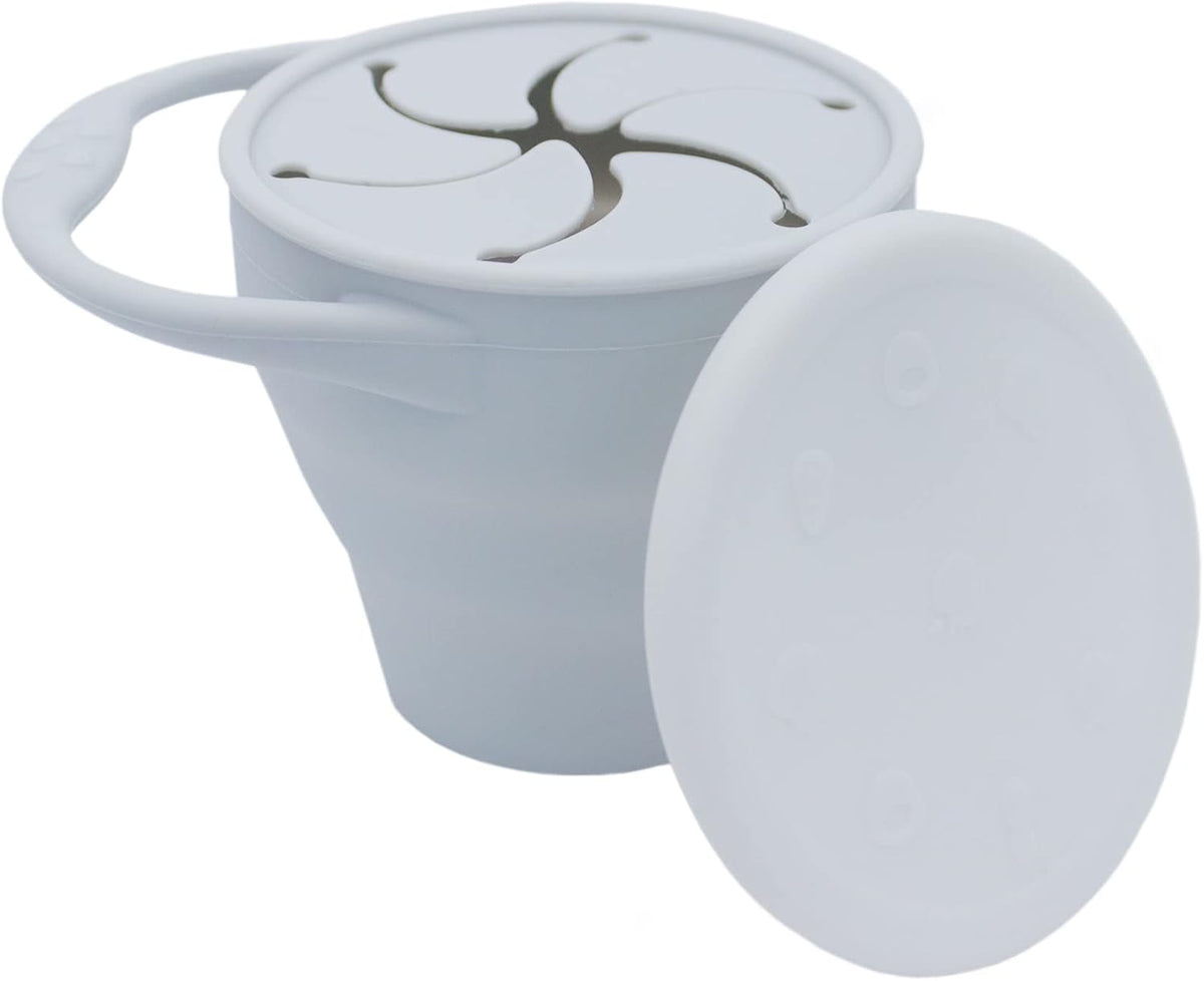 Silicone Collapsible Snack Cup (Gray) - 100% Food Grade Silicone - BPA, Phthalate, and Latex Free - Dishwasher Safe - 6 Months+