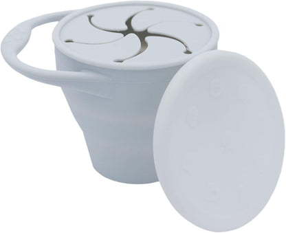 Silicone Collapsible Snack Cup (Gray) - 100% Food Grade Silicone - BPA, Phthalate, and Latex Free - Dishwasher Safe - 6 Months+