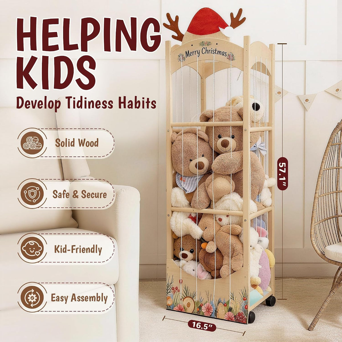 Stuffed Animal Storage, Christmas Reindeer Organizer