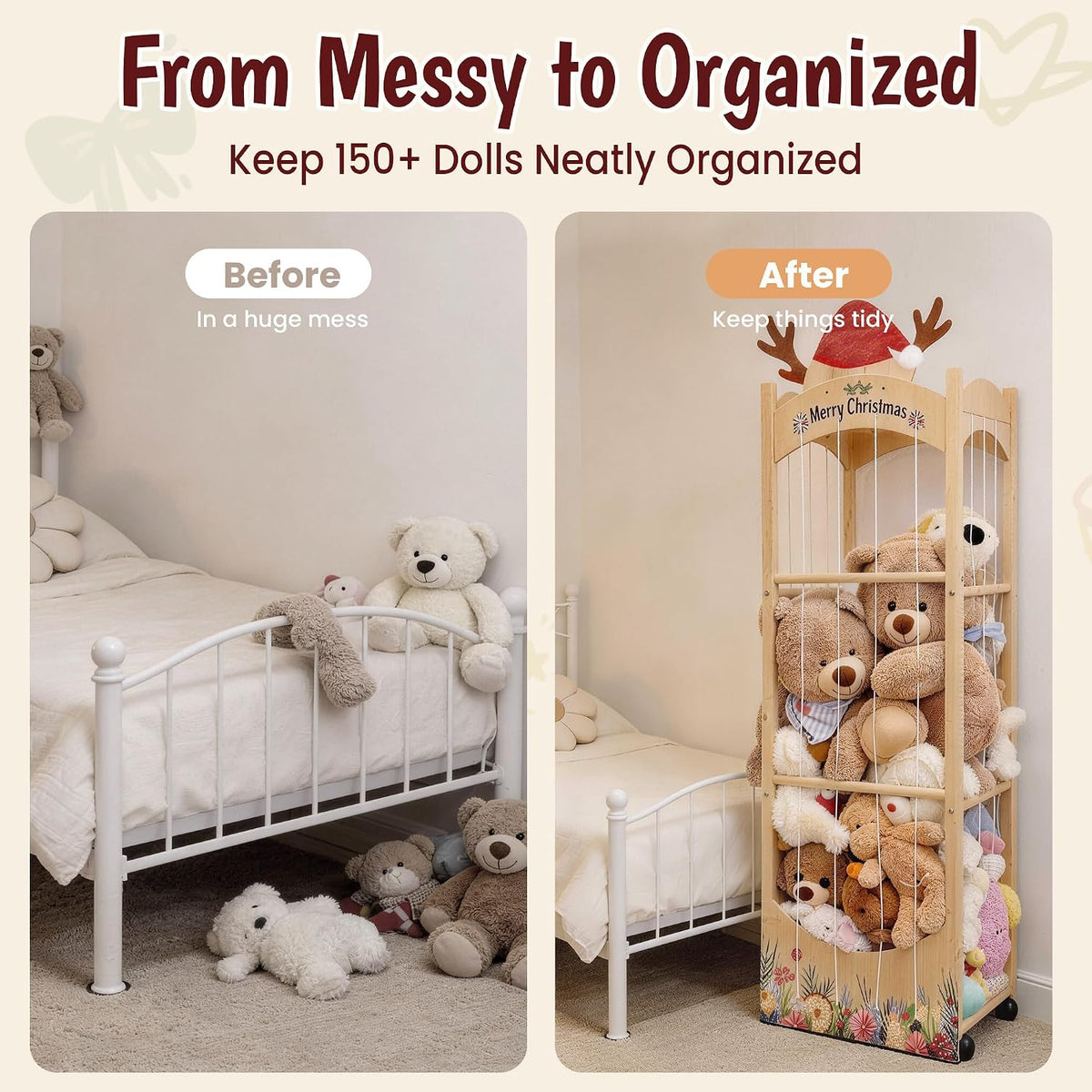 Stuffed Animal Storage, Christmas Reindeer Organizer