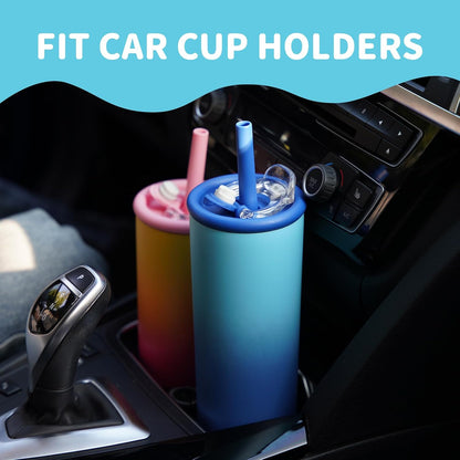 20 oz Insulated Stainless Steel Water Bottle for Coffee & Water | BPA-free, leak-proof reusable bottle with straw lid for coffee, iced drinks, office, travel & daily hydration
