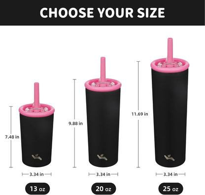 20 oz Insulated Stainless Steel Water Bottle for Coffee & Water | BPA-free, leak-proof reusable bottle with straw lid for coffee, iced drinks, office, travel & daily hydration