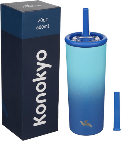20 oz Insulated Stainless Steel Water Bottle for Coffee & Water | BPA-free, leak-proof reusable bottle with straw lid for coffee, iced drinks, office, travel & daily hydration