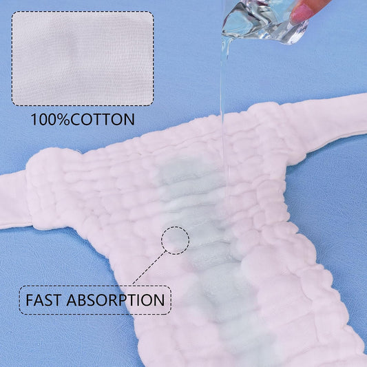 6 Pack Wearable Cotton Cloth Dipper Pants for Baby Girls and Boys,Adjustable Cotton Diaper 13 Layers