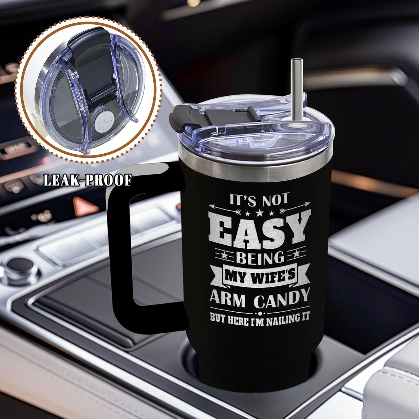Wolf Tumbler 40oz, Insulated Wolf Cup Gifts for Man | Wolves Tumbler with Pine Trees Leakproof, Animal Print Water Bottle for Dad, Fathers Day Ideal Gifts for Wolf Lovers, 1 Pack