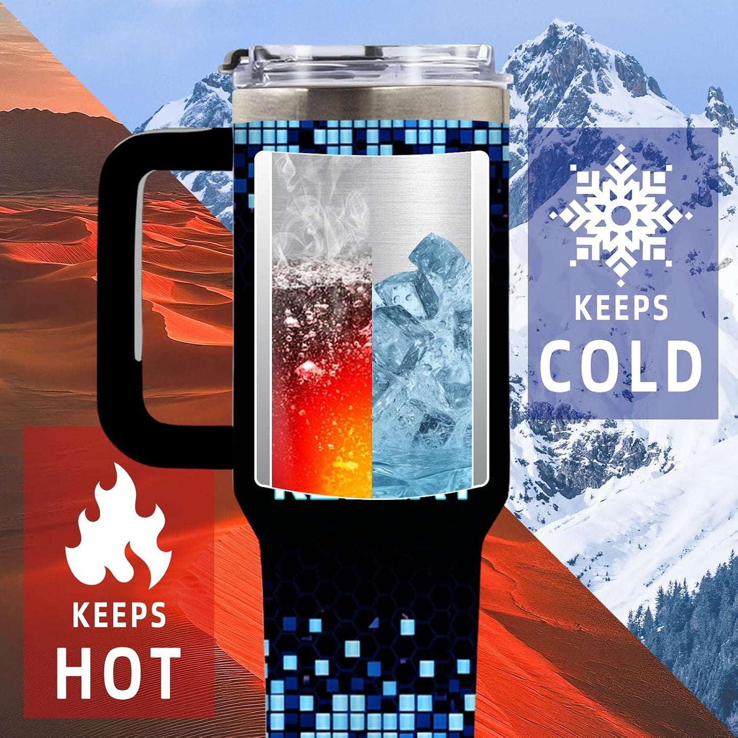Wolf Tumbler 40oz, Insulated Wolf Cup Gifts for Man | Wolves Tumbler with Pine Trees Leakproof, Animal Print Water Bottle for Dad, Fathers Day Ideal Gifts for Wolf Lovers, 1 Pack