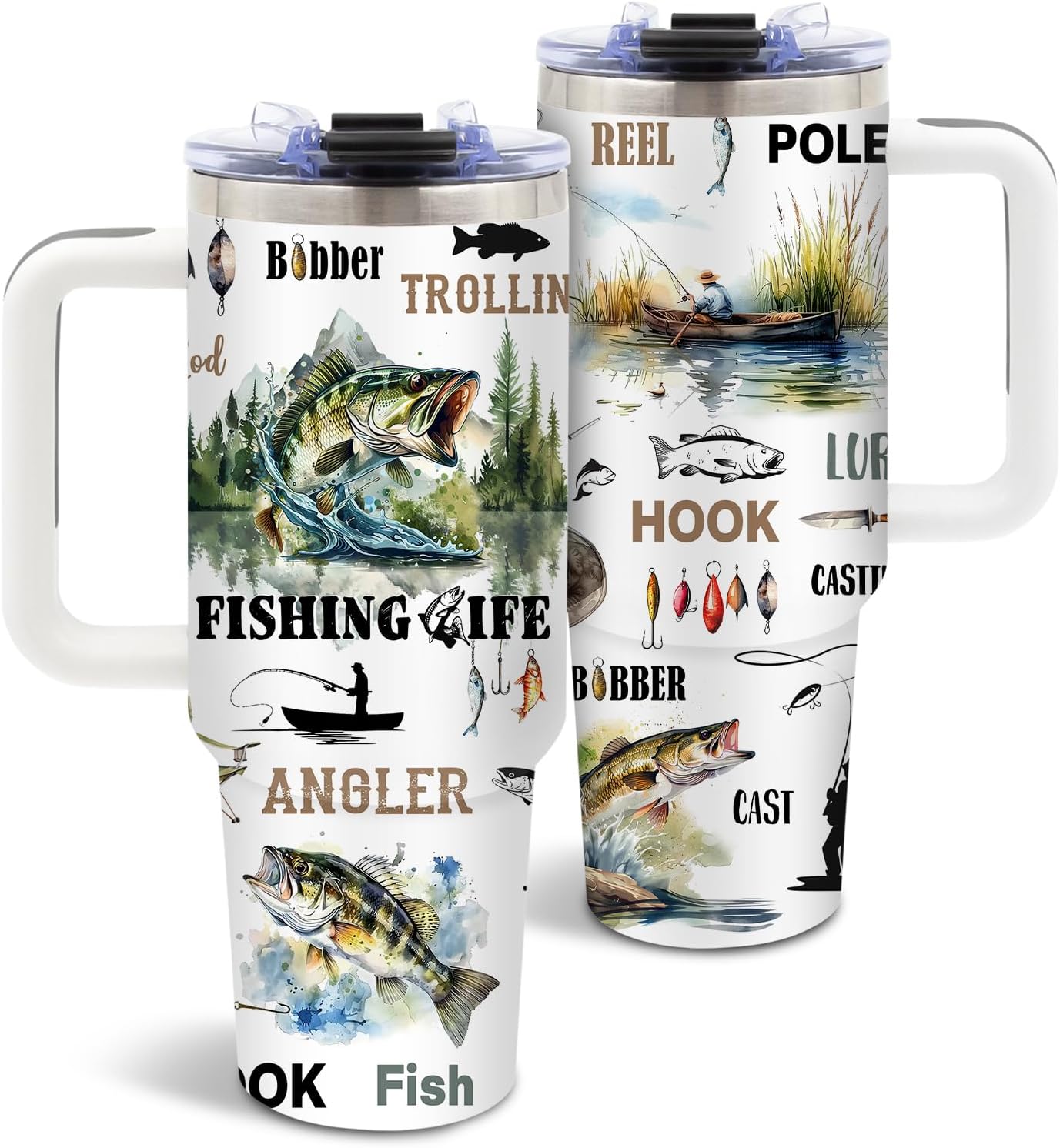 Wolf Tumbler 40oz, Insulated Wolf Cup Gifts for Man | Wolves Tumbler with Pine Trees Leakproof, Animal Print Water Bottle for Dad, Fathers Day Ideal Gifts for Wolf Lovers, 1 Pack