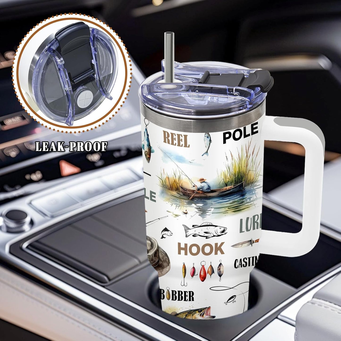 Wolf Tumbler 40oz, Insulated Wolf Cup Gifts for Man | Wolves Tumbler with Pine Trees Leakproof, Animal Print Water Bottle for Dad, Fathers Day Ideal Gifts for Wolf Lovers, 1 Pack