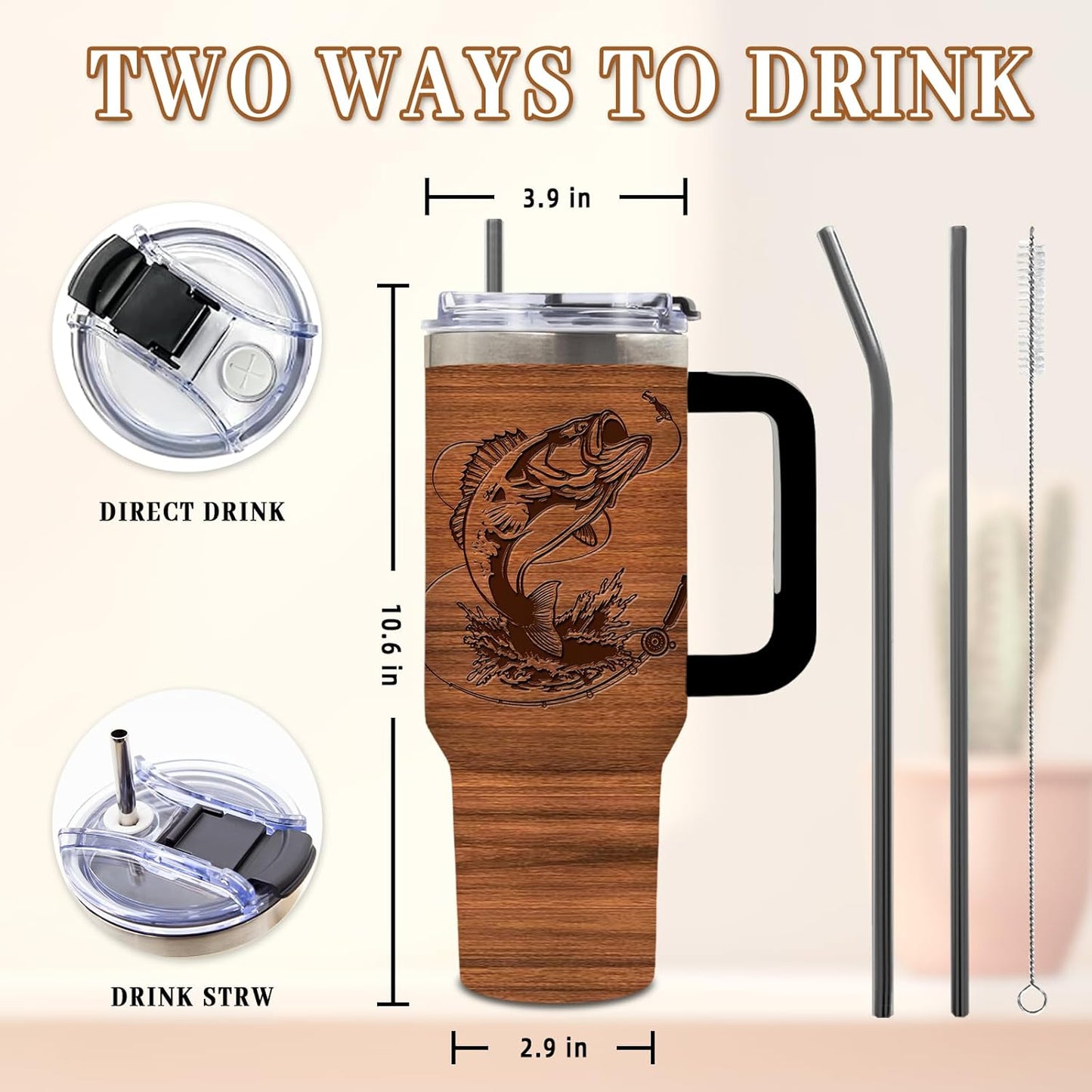 Wolf Tumbler 40oz, Insulated Wolf Cup Gifts for Man | Wolves Tumbler with Pine Trees Leakproof, Animal Print Water Bottle for Dad, Fathers Day Ideal Gifts for Wolf Lovers, 1 Pack
