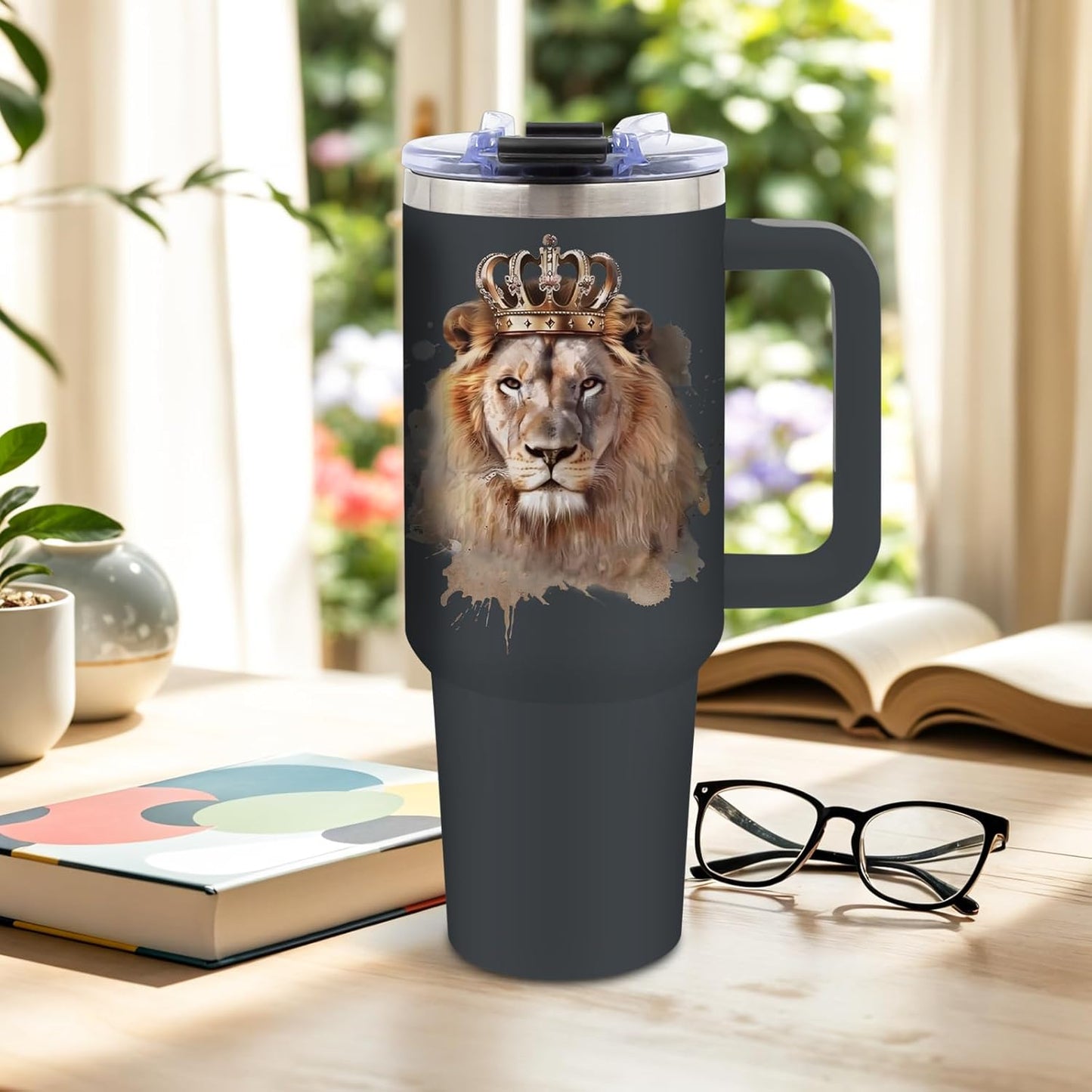 Wolf Tumbler 40oz, Insulated Wolf Cup Gifts for Man | Wolves Tumbler with Pine Trees Leakproof, Animal Print Water Bottle for Dad, Fathers Day Ideal Gifts for Wolf Lovers, 1 Pack