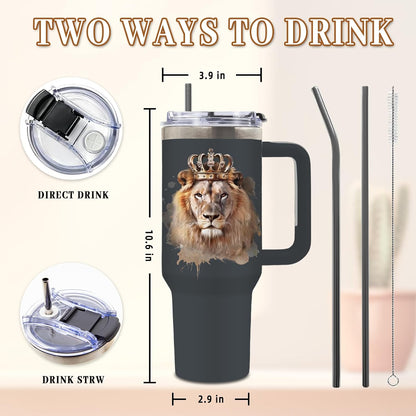 Wolf Tumbler 40oz, Insulated Wolf Cup Gifts for Man | Wolves Tumbler with Pine Trees Leakproof, Animal Print Water Bottle for Dad, Fathers Day Ideal Gifts for Wolf Lovers, 1 Pack