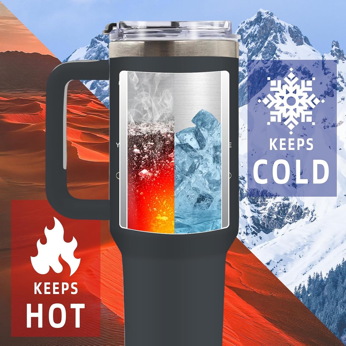 Wolf Tumbler 40oz, Insulated Wolf Cup Gifts for Man | Wolves Tumbler with Pine Trees Leakproof, Animal Print Water Bottle for Dad, Fathers Day Ideal Gifts for Wolf Lovers, 1 Pack