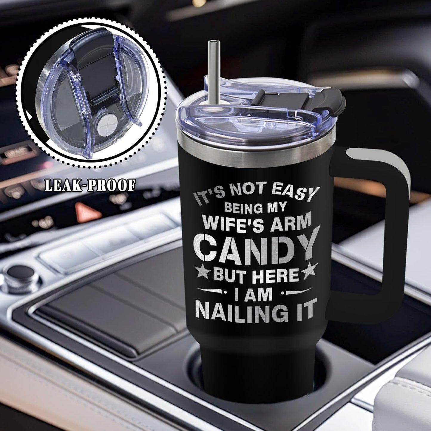 Wolf Tumbler 40oz, Insulated Wolf Cup Gifts for Man | Wolves Tumbler with Pine Trees Leakproof, Animal Print Water Bottle for Dad, Fathers Day Ideal Gifts for Wolf Lovers, 1 Pack