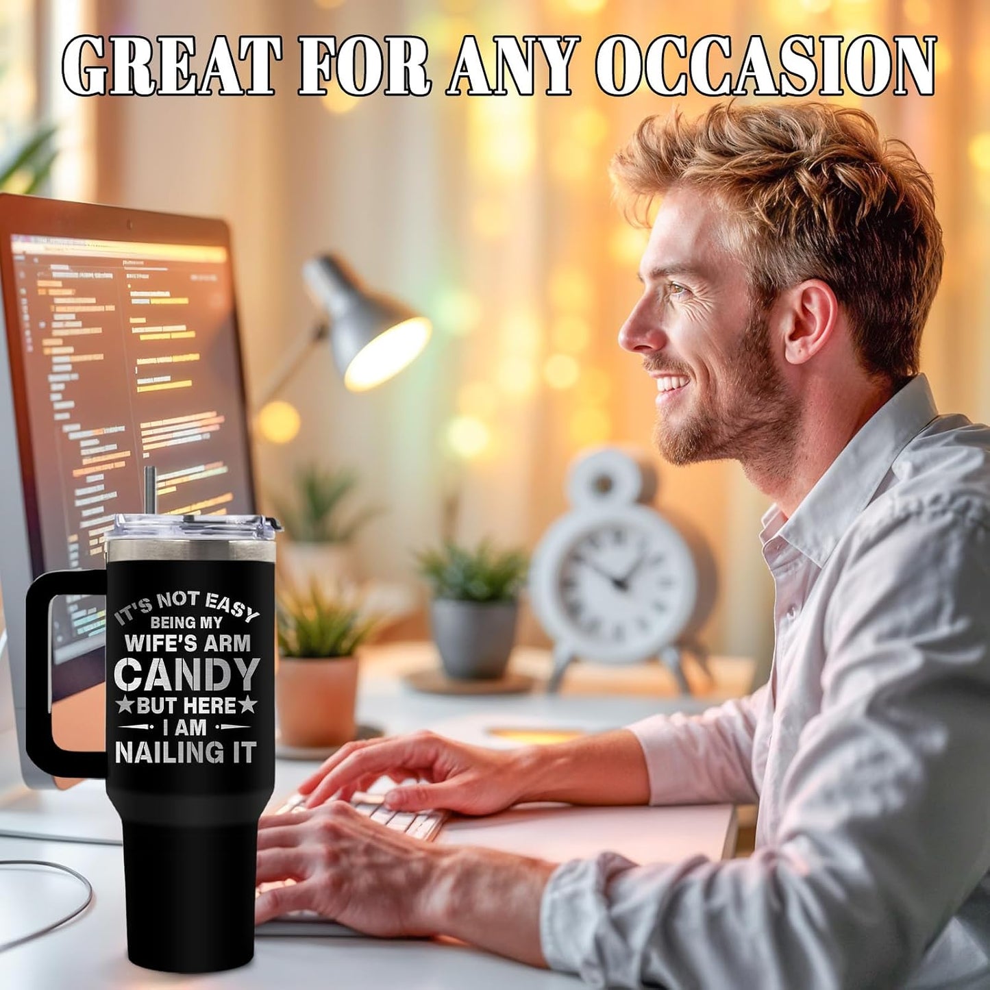 Wolf Tumbler 40oz, Insulated Wolf Cup Gifts for Man | Wolves Tumbler with Pine Trees Leakproof, Animal Print Water Bottle for Dad, Fathers Day Ideal Gifts for Wolf Lovers, 1 Pack