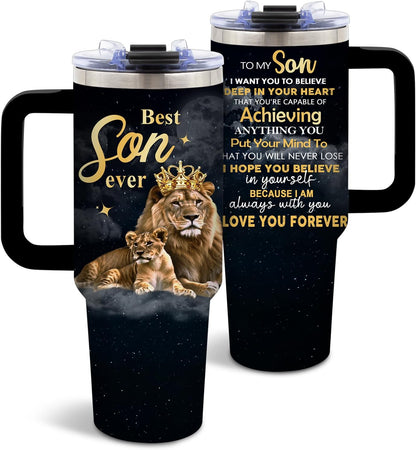 Wolf Tumbler 40oz, Insulated Wolf Cup Gifts for Man | Wolves Tumbler with Pine Trees Leakproof, Animal Print Water Bottle for Dad, Fathers Day Ideal Gifts for Wolf Lovers, 1 Pack