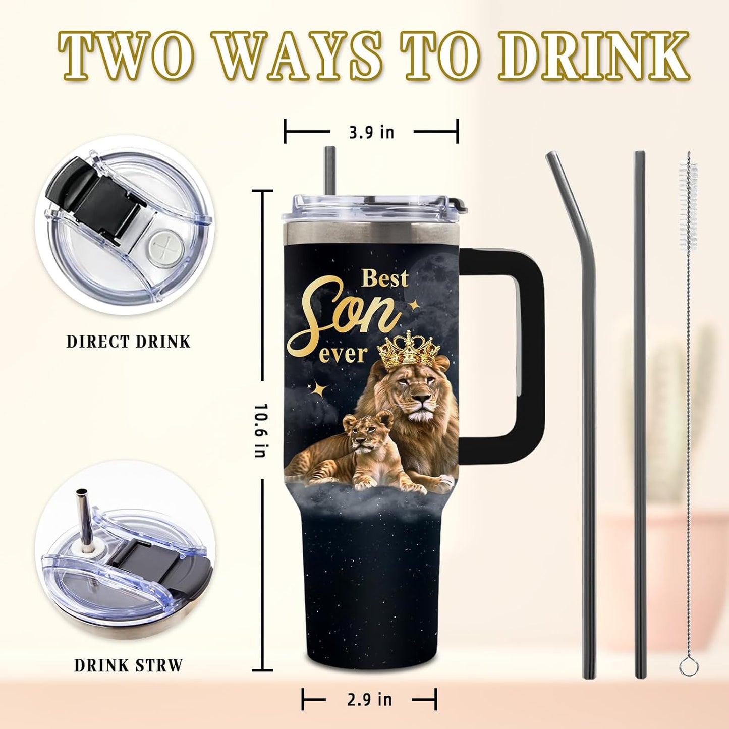 Wolf Tumbler 40oz, Insulated Wolf Cup Gifts for Man | Wolves Tumbler with Pine Trees Leakproof, Animal Print Water Bottle for Dad, Fathers Day Ideal Gifts for Wolf Lovers, 1 Pack