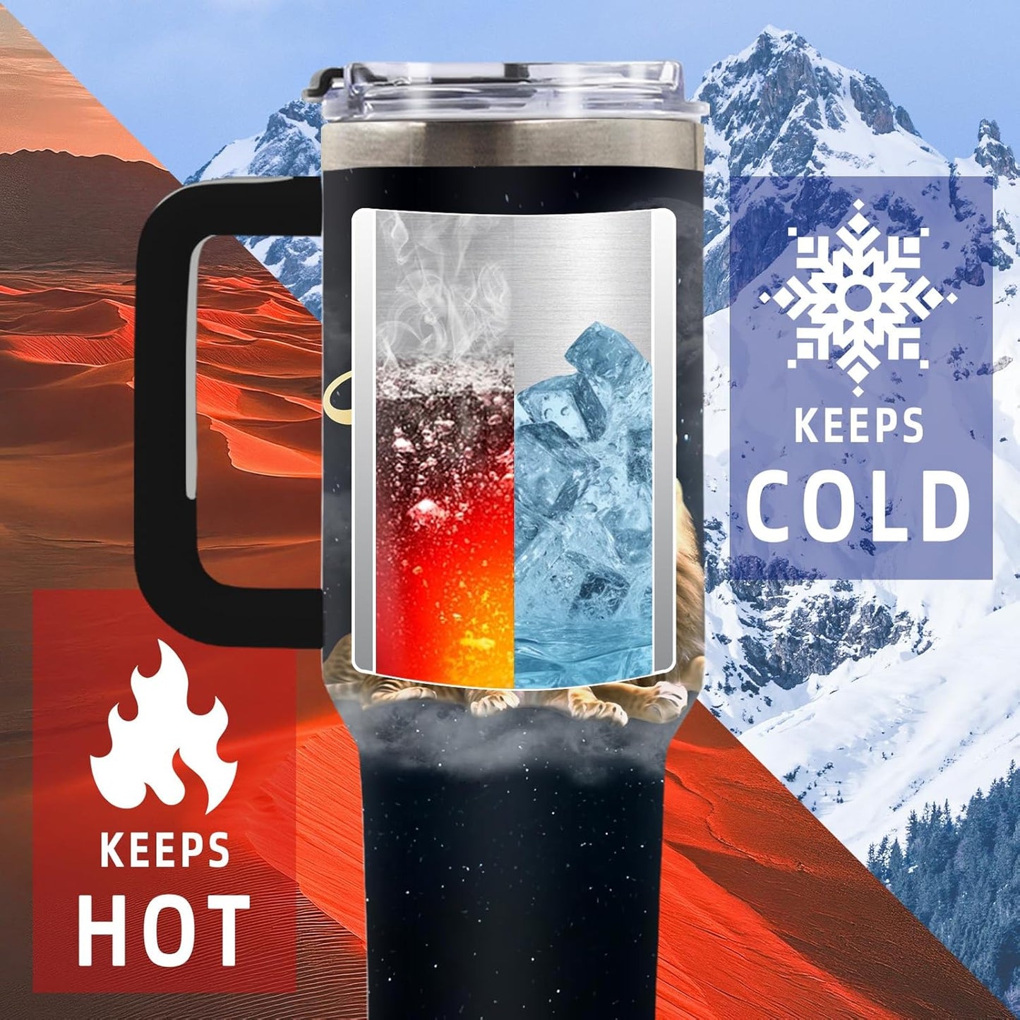 Wolf Tumbler 40oz, Insulated Wolf Cup Gifts for Man | Wolves Tumbler with Pine Trees Leakproof, Animal Print Water Bottle for Dad, Fathers Day Ideal Gifts for Wolf Lovers, 1 Pack