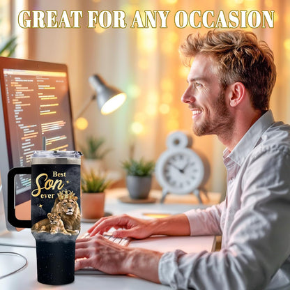 Wolf Tumbler 40oz, Insulated Wolf Cup Gifts for Man | Wolves Tumbler with Pine Trees Leakproof, Animal Print Water Bottle for Dad, Fathers Day Ideal Gifts for Wolf Lovers, 1 Pack