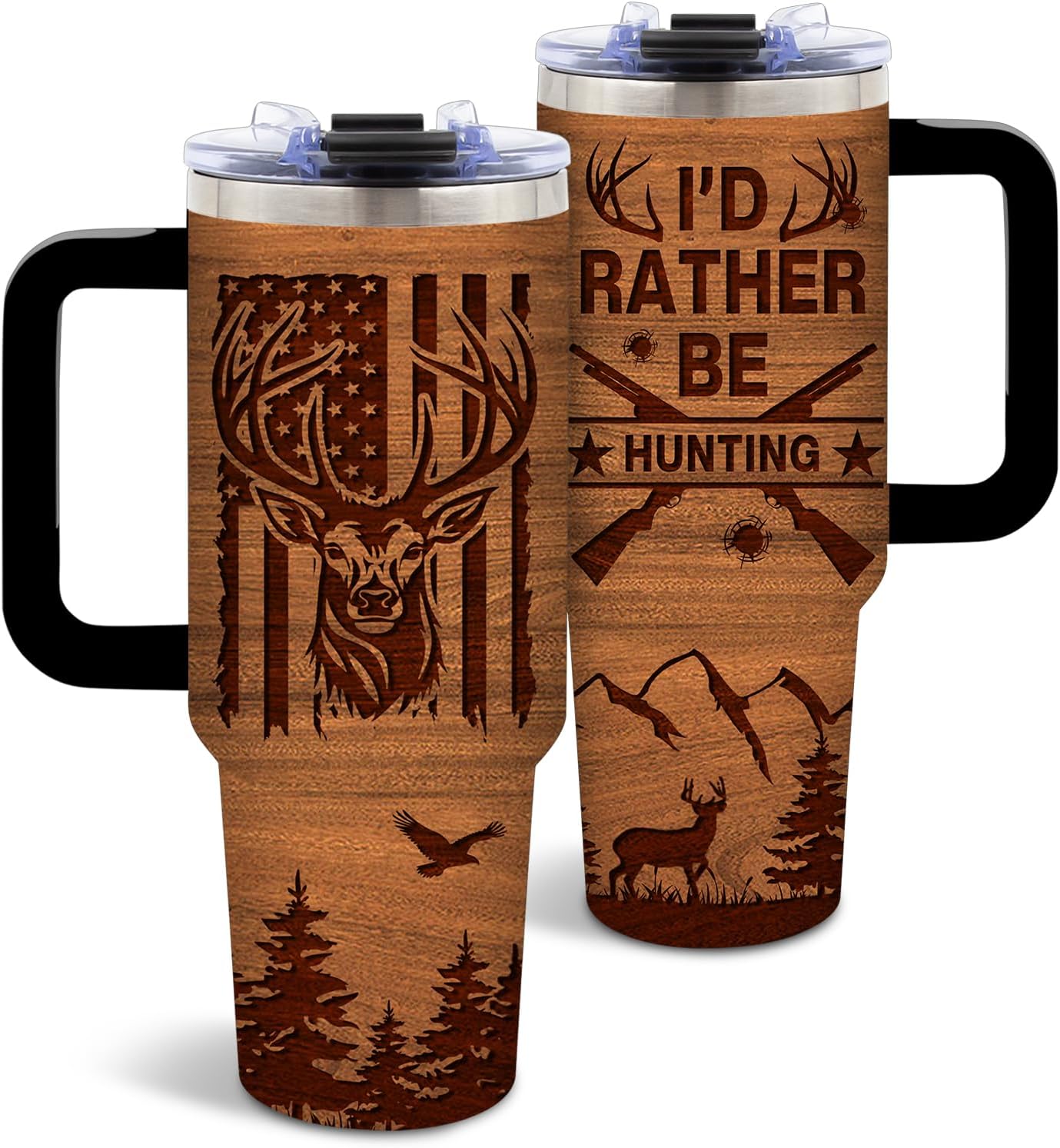 Wolf Tumbler 40oz, Insulated Wolf Cup Gifts for Man | Wolves Tumbler with Pine Trees Leakproof, Animal Print Water Bottle for Dad, Fathers Day Ideal Gifts for Wolf Lovers, 1 Pack