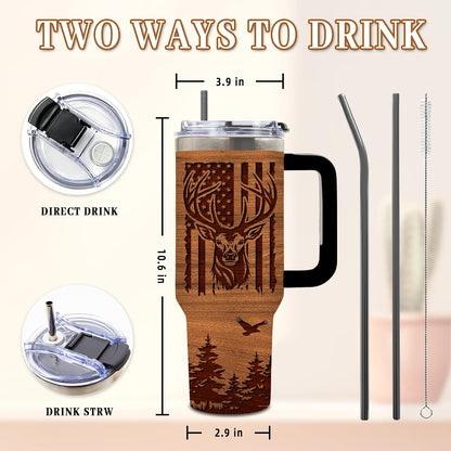 Wolf Tumbler 40oz, Insulated Wolf Cup Gifts for Man | Wolves Tumbler with Pine Trees Leakproof, Animal Print Water Bottle for Dad, Fathers Day Ideal Gifts for Wolf Lovers, 1 Pack