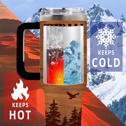 Wolf Tumbler 40oz, Insulated Wolf Cup Gifts for Man | Wolves Tumbler with Pine Trees Leakproof, Animal Print Water Bottle for Dad, Fathers Day Ideal Gifts for Wolf Lovers, 1 Pack