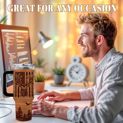 Wolf Tumbler 40oz, Insulated Wolf Cup Gifts for Man | Wolves Tumbler with Pine Trees Leakproof, Animal Print Water Bottle for Dad, Fathers Day Ideal Gifts for Wolf Lovers, 1 Pack
