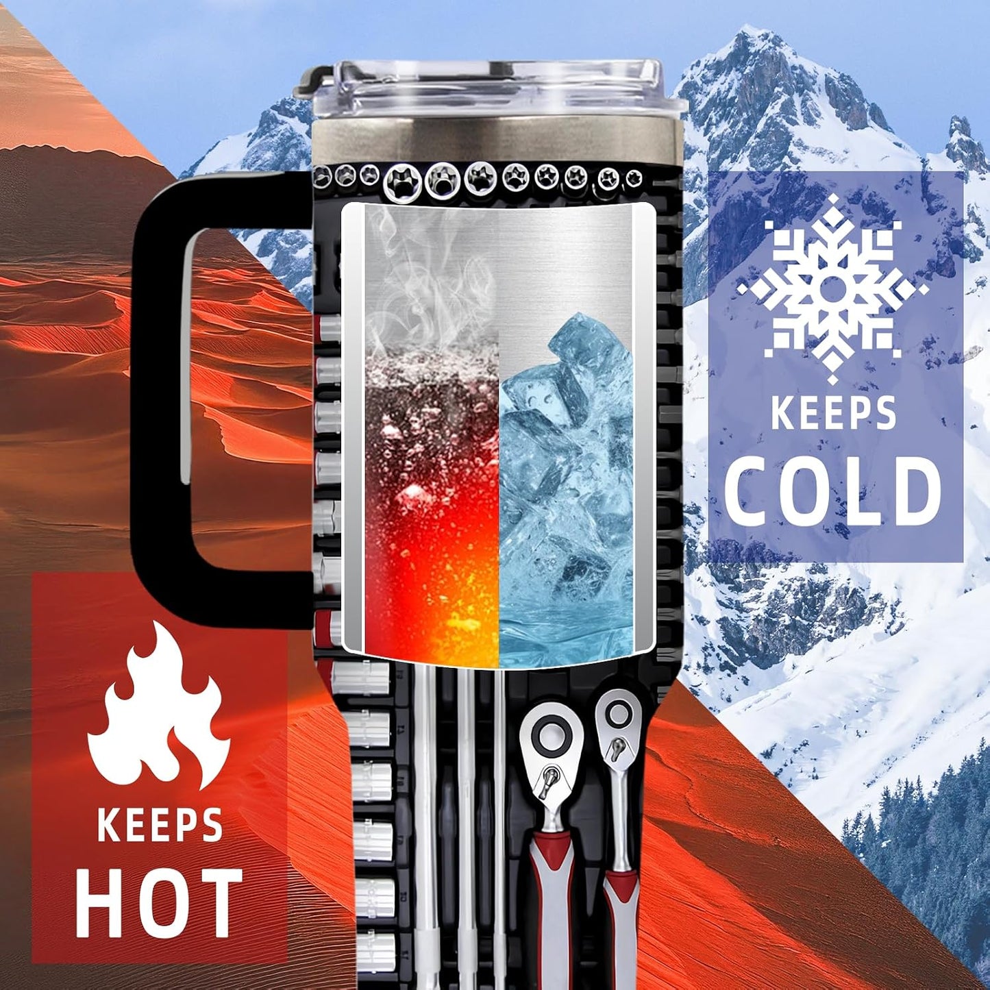 Wolf Tumbler 40oz, Insulated Wolf Cup Gifts for Man | Wolves Tumbler with Pine Trees Leakproof, Animal Print Water Bottle for Dad, Fathers Day Ideal Gifts for Wolf Lovers, 1 Pack