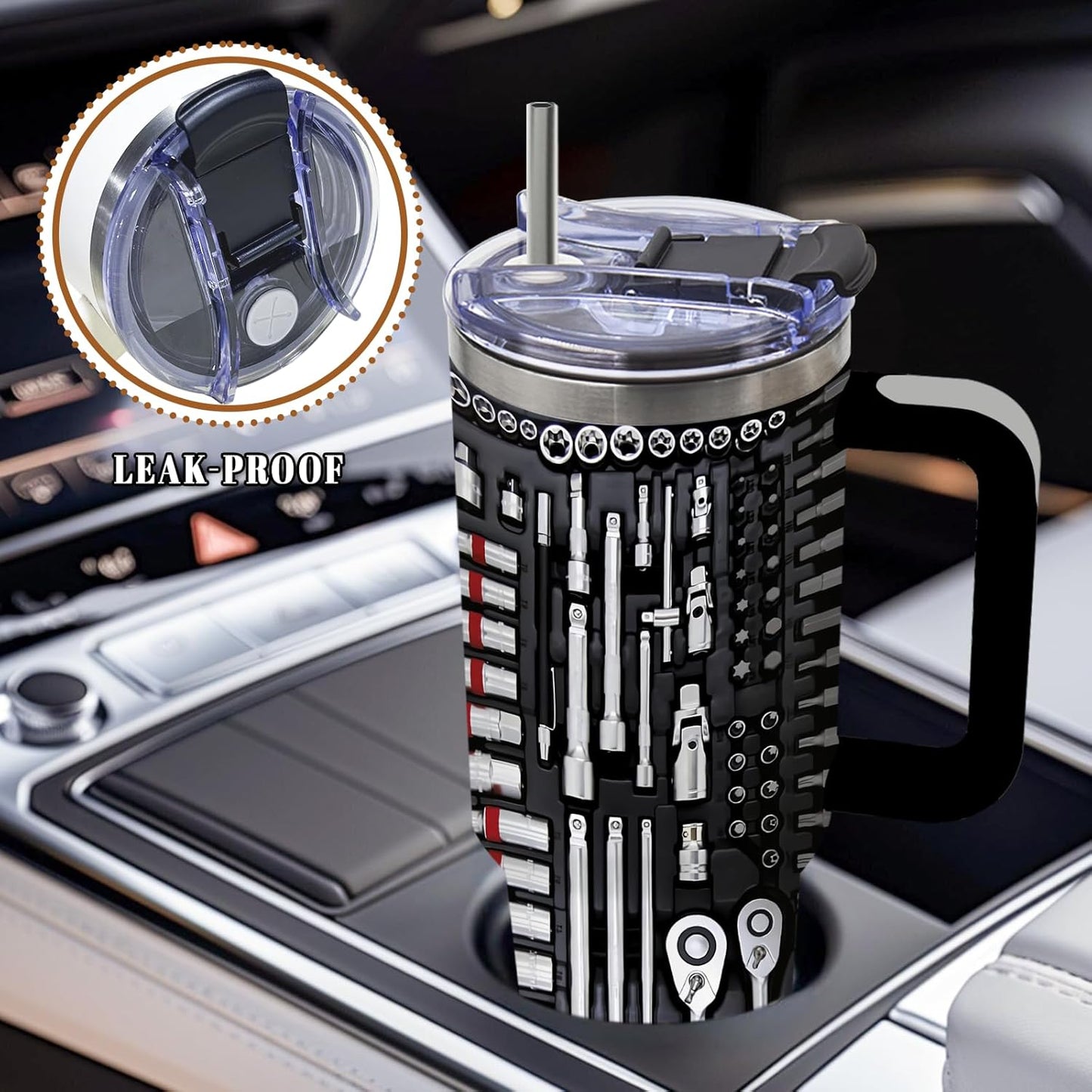 Wolf Tumbler 40oz, Insulated Wolf Cup Gifts for Man | Wolves Tumbler with Pine Trees Leakproof, Animal Print Water Bottle for Dad, Fathers Day Ideal Gifts for Wolf Lovers, 1 Pack