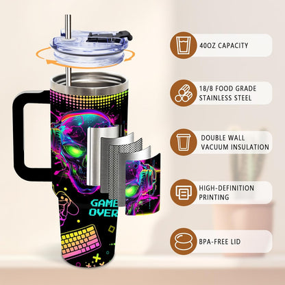 Wolf Tumbler 40oz, Insulated Wolf Cup Gifts for Man | Wolves Tumbler with Pine Trees Leakproof, Animal Print Water Bottle for Dad, Fathers Day Ideal Gifts for Wolf Lovers, 1 Pack