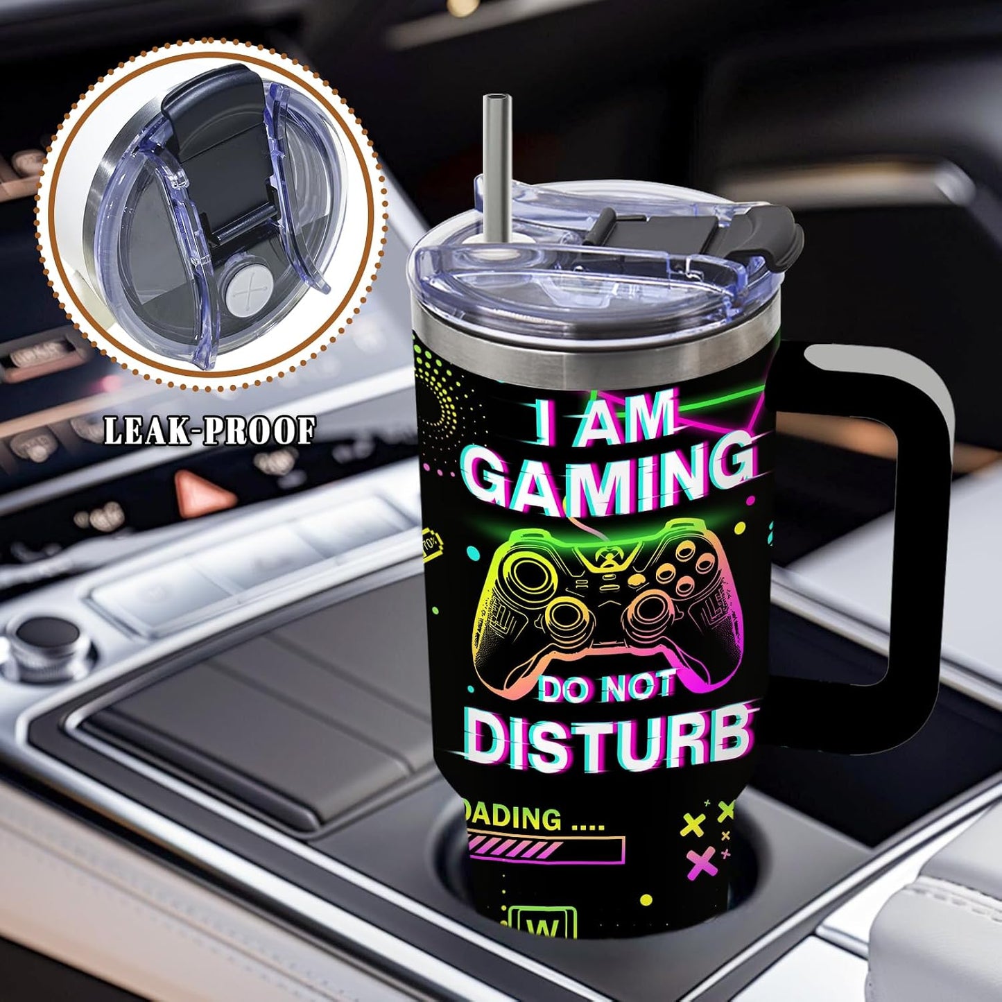 Wolf Tumbler 40oz, Insulated Wolf Cup Gifts for Man | Wolves Tumbler with Pine Trees Leakproof, Animal Print Water Bottle for Dad, Fathers Day Ideal Gifts for Wolf Lovers, 1 Pack