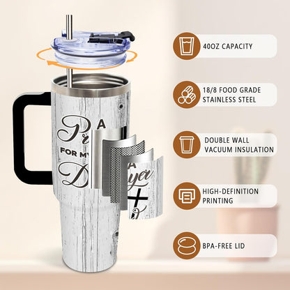 Wolf Tumbler 40oz, Insulated Wolf Cup Gifts for Man | Wolves Tumbler with Pine Trees Leakproof, Animal Print Water Bottle for Dad, Fathers Day Ideal Gifts for Wolf Lovers, 1 Pack