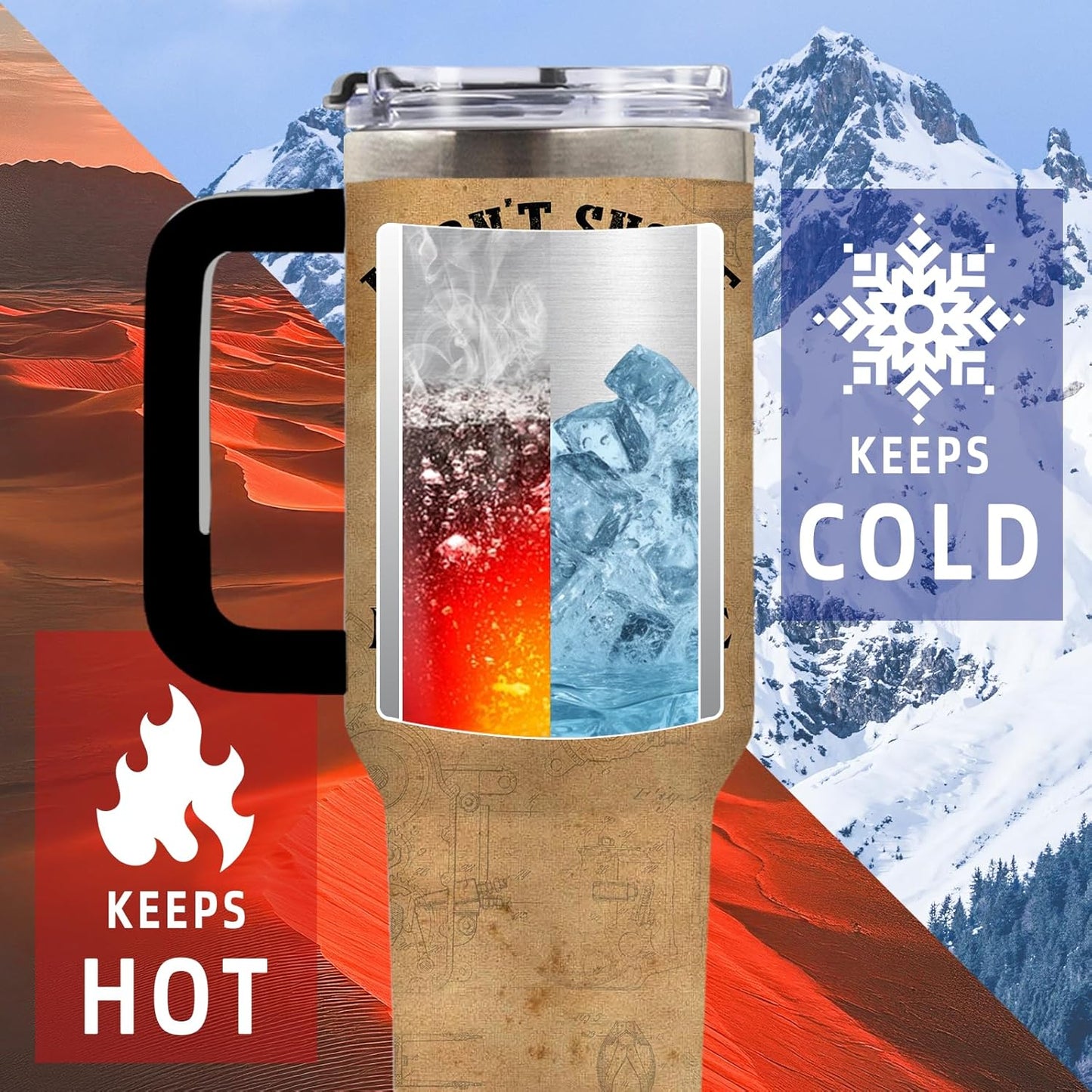 Wolf Tumbler 40oz, Insulated Wolf Cup Gifts for Man | Wolves Tumbler with Pine Trees Leakproof, Animal Print Water Bottle for Dad, Fathers Day Ideal Gifts for Wolf Lovers, 1 Pack