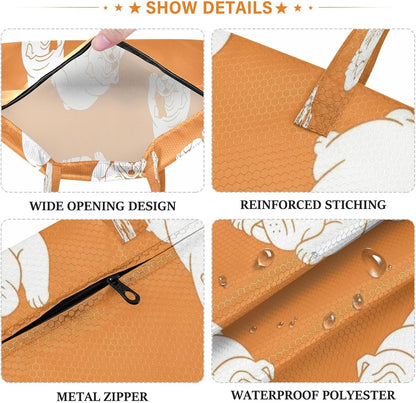 Bulldog Dog Orange Waterproof Travel Laundry Bag Washable 2 Pack