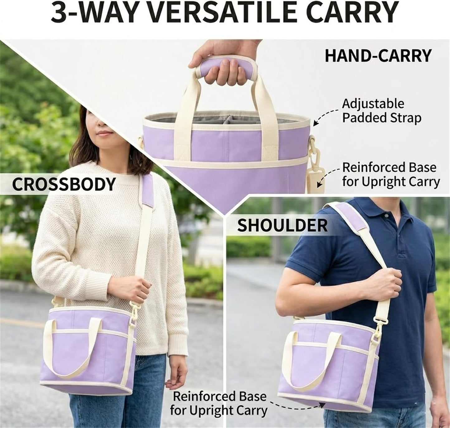 Family Size 4-Compartment Drink Carrier Bag - Insulated No-Spill Tumbler Caddy with Adjustable Strap for Coffee Cups & Outings Outdoor Recreation (Pink)