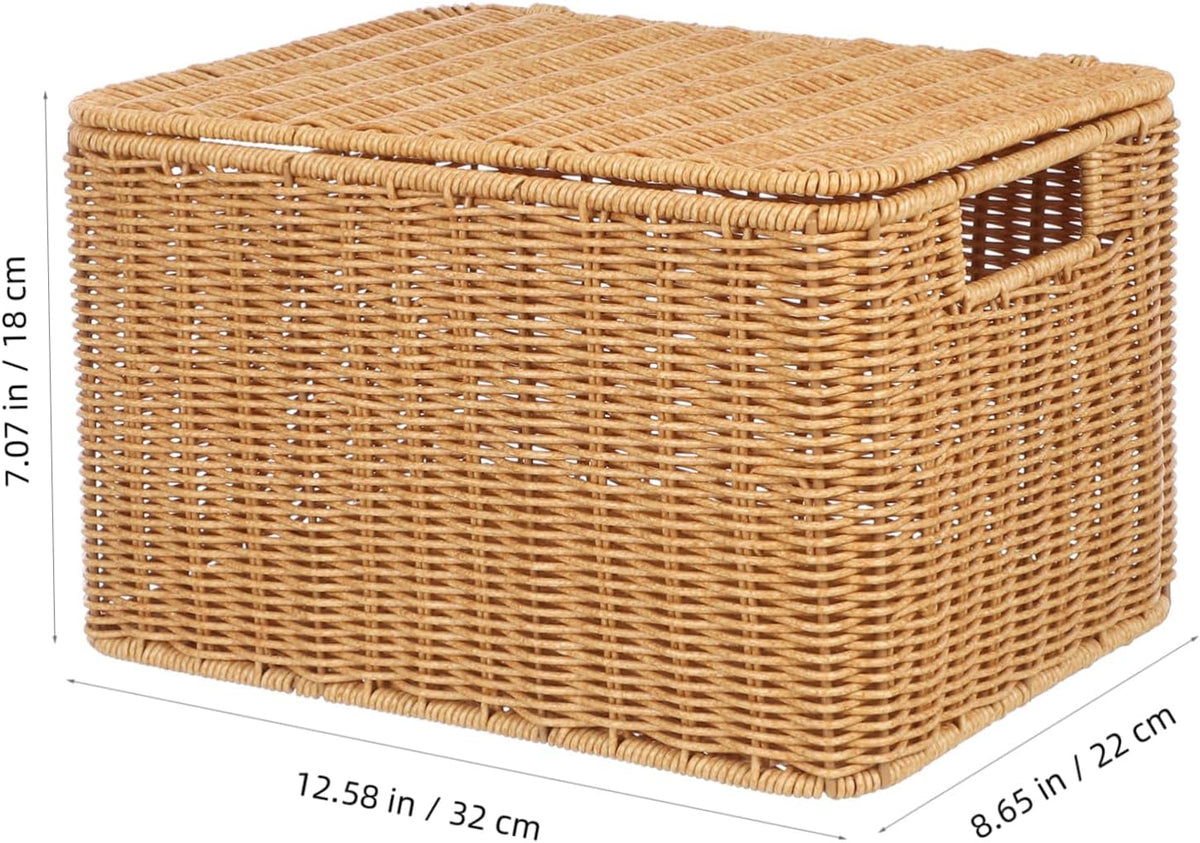 Woven Storage Basket with Lid, Large Cube for Toys and Sundries