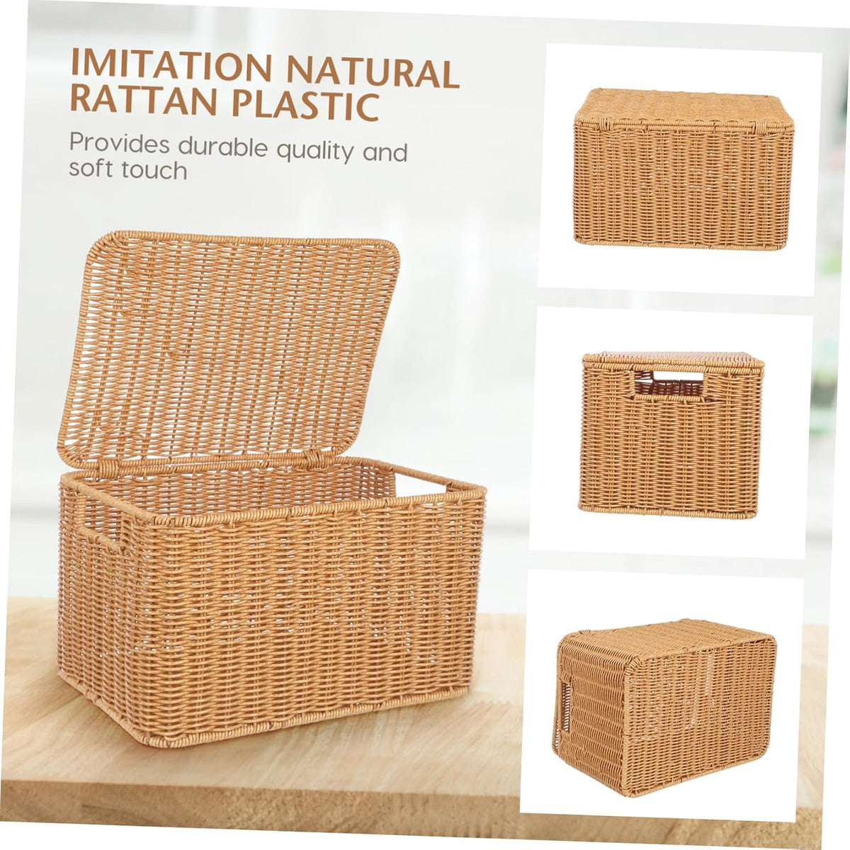 Woven Storage Basket with Lid, Large Cube for Toys and Sundries