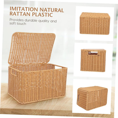 Woven Storage Basket with Lid, Large Cube for Toys and Sundries