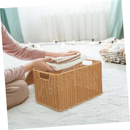 Woven Storage Basket with Lid, Large Cube for Toys and Sundries