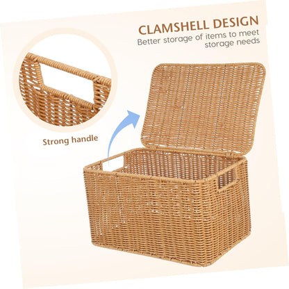 Woven Storage Basket with Lid, Large Cube for Toys and Sundries