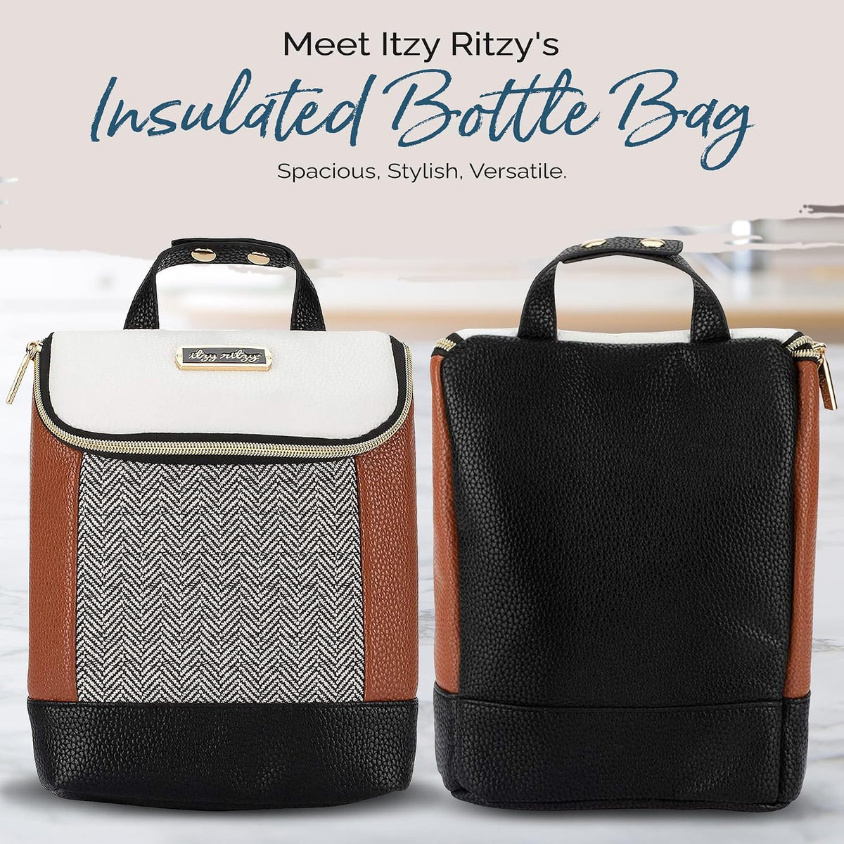 Insulated Bottle Bag, Holds 3 Baby Milk Bottles (Milk & Honey)