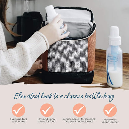 Insulated Bottle Bag, Holds 3 Baby Milk Bottles (Milk & Honey)