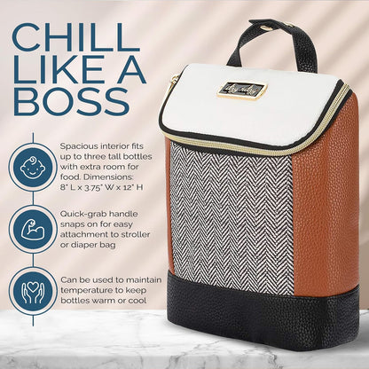 Insulated Bottle Bag, Holds 3 Baby Milk Bottles (Milk & Honey)