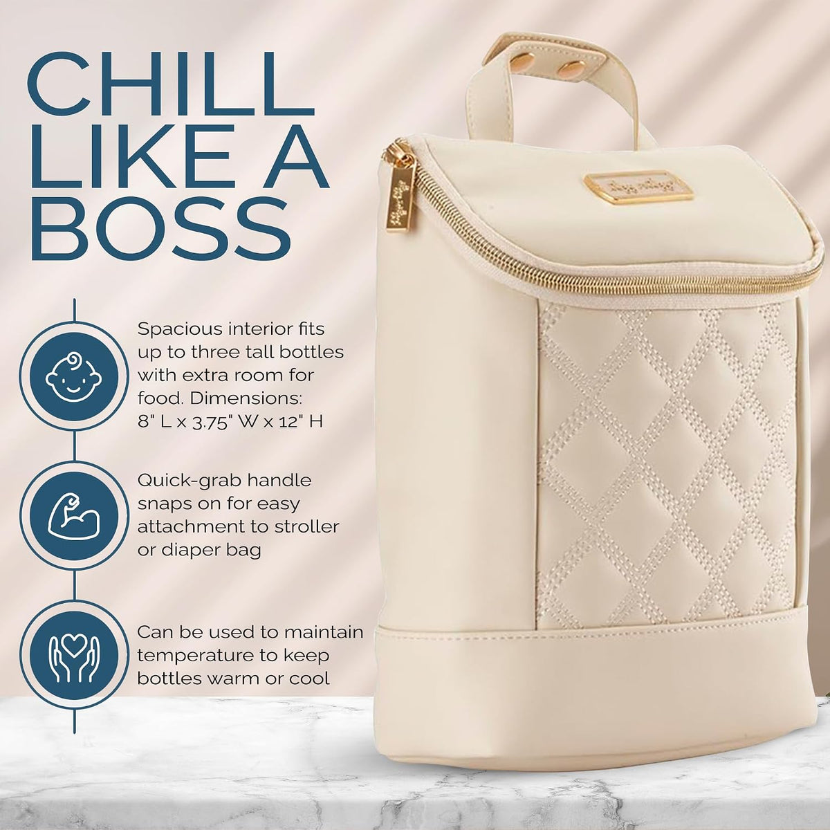 Insulated Bottle Bag, Holds 3 Baby Milk Bottles (Milk & Honey)