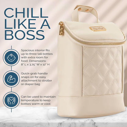 Insulated Bottle Bag, Holds 3 Baby Milk Bottles (Milk & Honey)