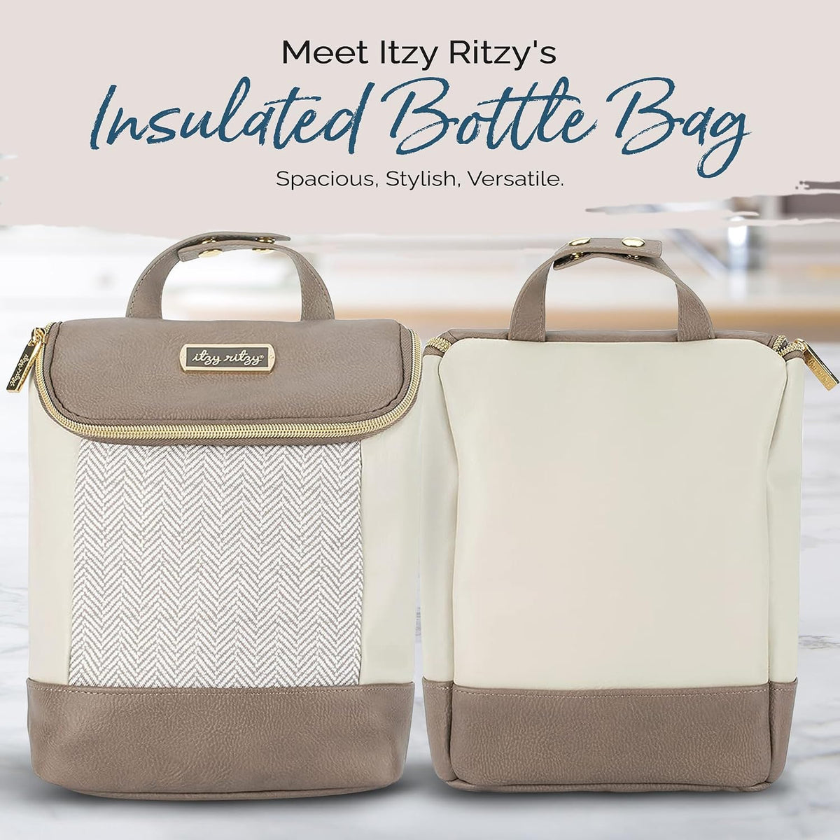 Insulated Bottle Bag, Holds 3 Baby Milk Bottles (Milk & Honey)