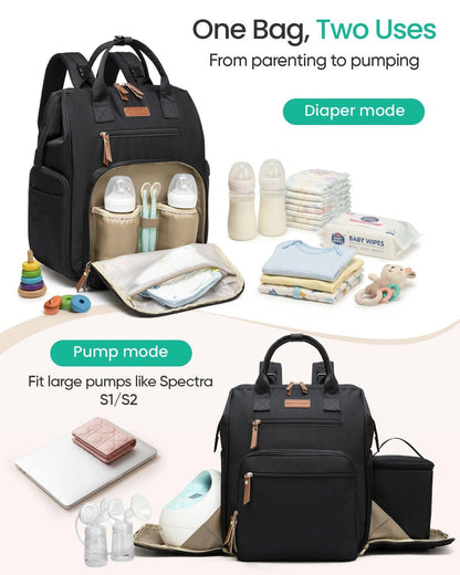 Extra Large Breast Pump Bag & Insulated Cooler, Dual-Deck Design