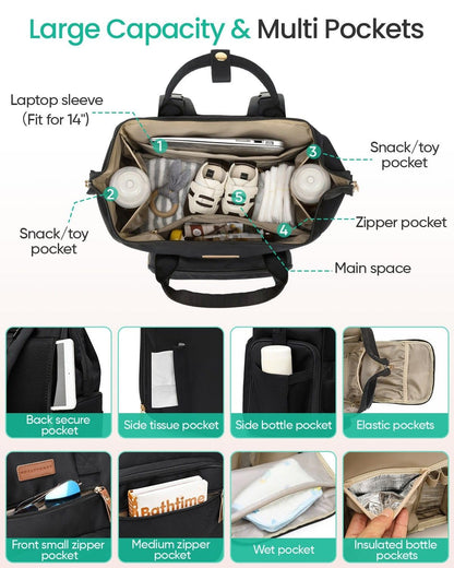 Extra Large Breast Pump Bag & Insulated Cooler, Dual-Deck Design